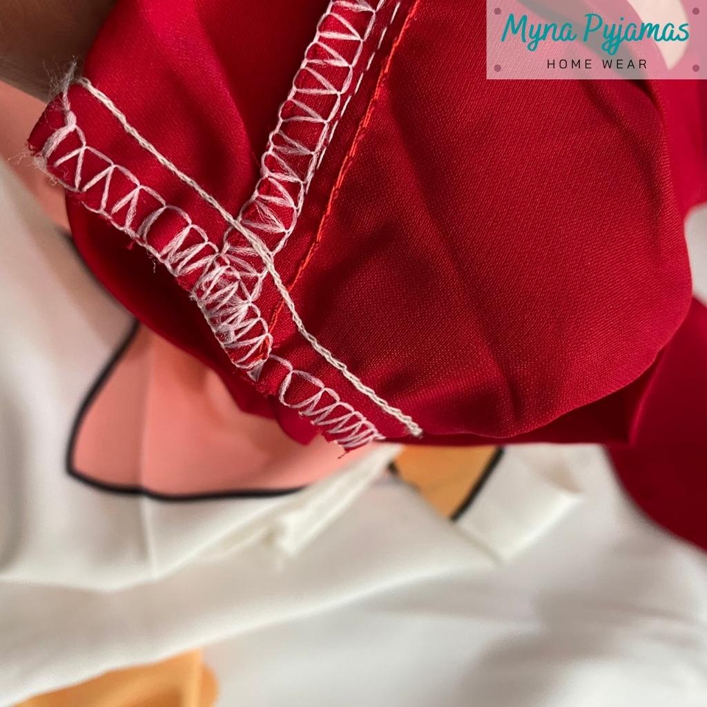Bộ đồ nữ cổ sen áo tay ngắn quần dài in 5D - MYNA PYJAMAS