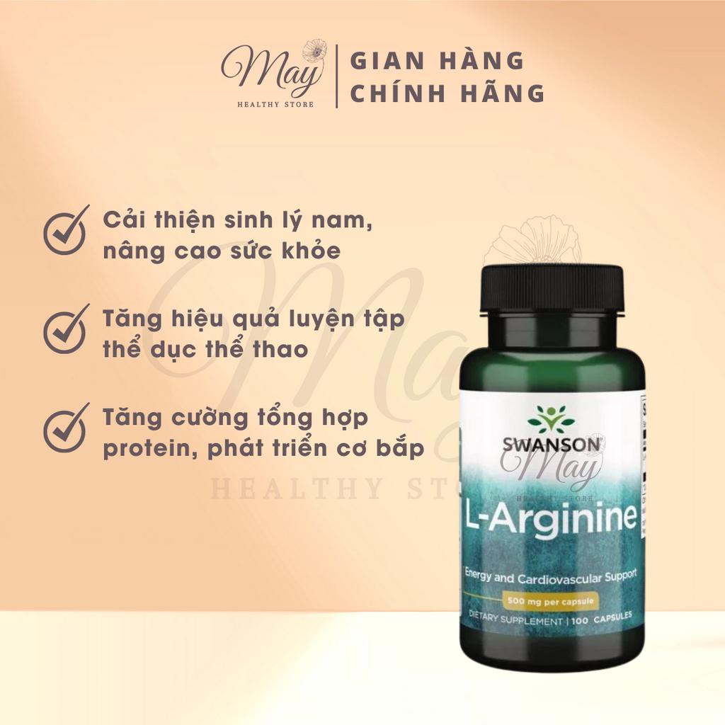 Viên Uống Swanson L-Arginine 500mg Tăng Cường Sức Khỏe Sinh Lý Nam (100 Viên/Lọ)