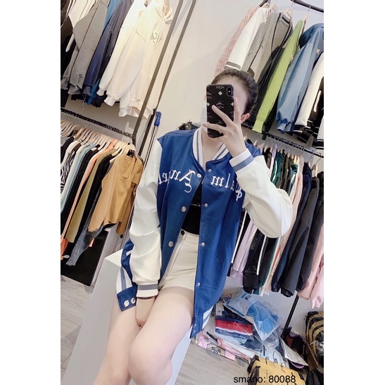 Áo khoác nỉ bomber gấu palm angels mùa thu đông, mặc nam nữ, đơn đôi nhóm, ảnh thật