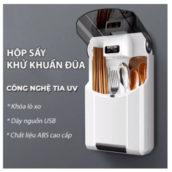 Máy sấy và khử khuẩn đũa thìa cho gia đình bằng tia UV chống ấm mốc, thiết kế treo tường tiết kiệm diện tích