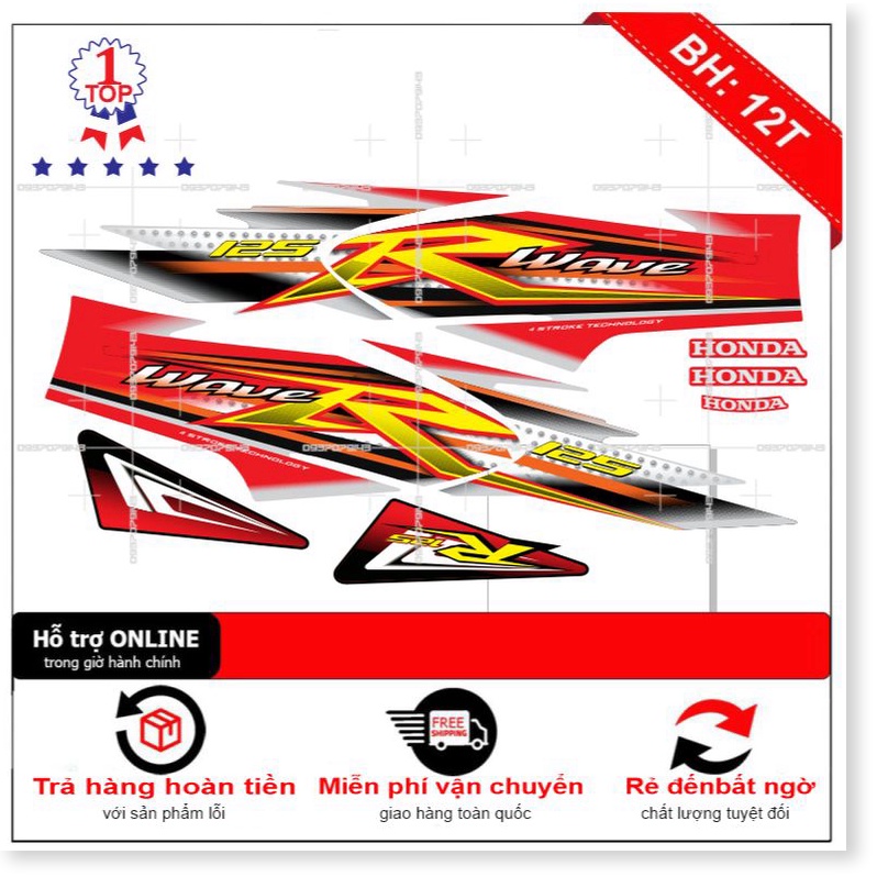 ( Quí khách vui lòng mang ra tiệm cho thợ dán ) Tem wave R 125 bạc