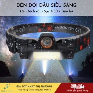 Đèn Đội Đầu Mini Siêu Sáng, Đèn Pin Đội Đầu Mini Siêu Sáng Kèm Pin + Sạc Wefine