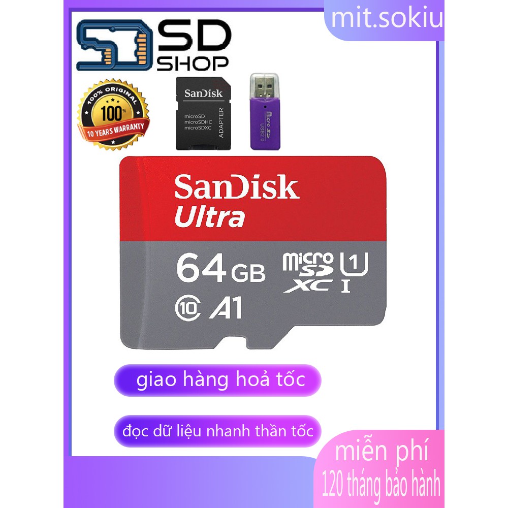 Thẻ nhớ MicroSDHC sandisk 64GB 32GB Ultra Class 10 98mb