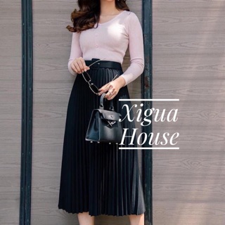 [freeship] Chân váy xếp ly dài đen  ♥️Chân váy xếp ly phong cách hàn quốc siêu hot