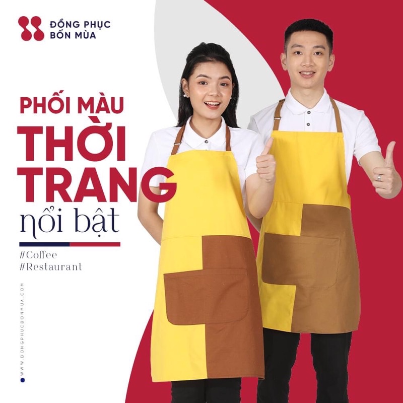 Tạp Dề Dài Kaki Phong Cách Hàn Quốc Dùng Nấu Ăn, Làm Bếp, Phục Vụ Nhà Hàng Cao Cấp