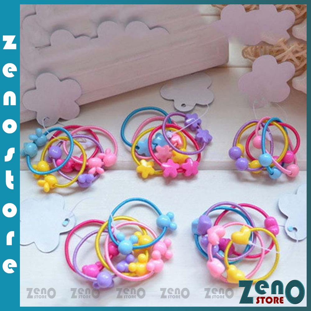 Gói chun buộc tóc 50 dây cho bé, dây buộc tóc nhiều hình co giãn dễ buộc PT20