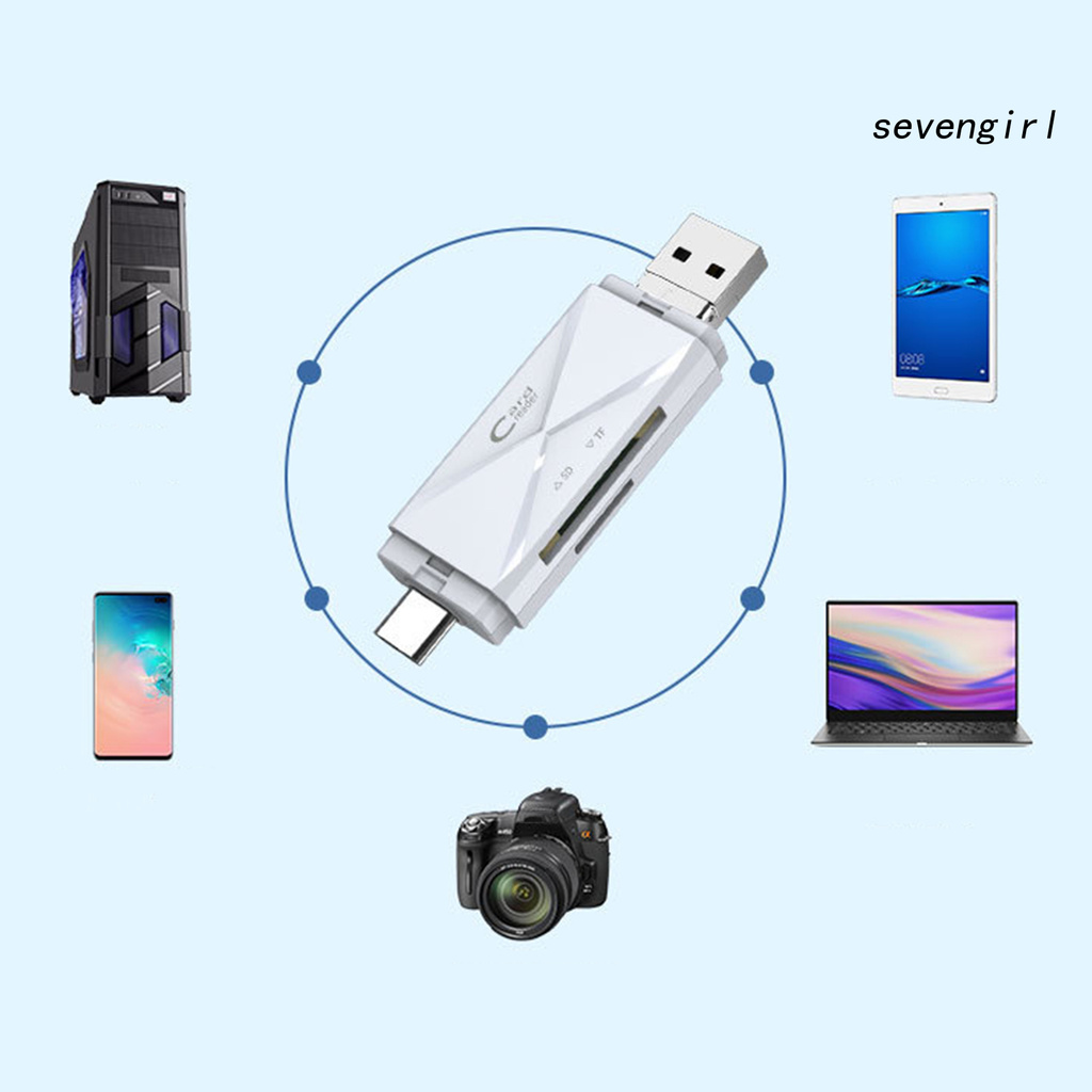 Đầu Đọc Thẻ Nhớ 2 Khe 4 Trong 1 Usb 2.0 Tốc Độ Cao Cho Điện Thoại