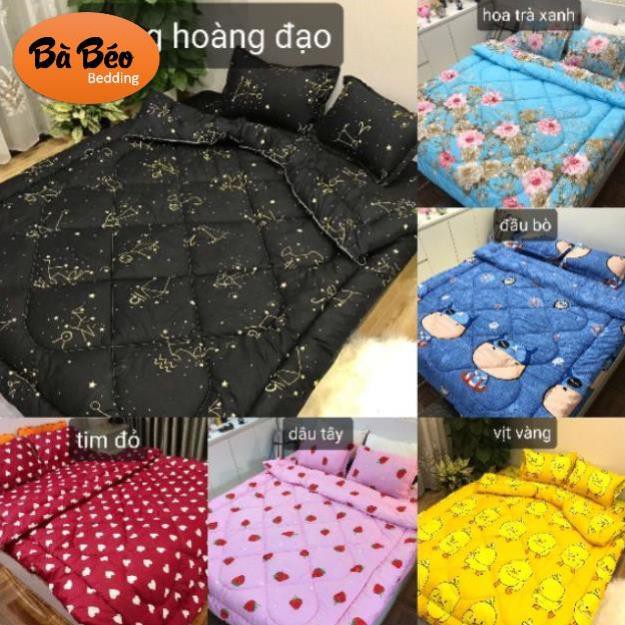 Trọn bộ 5 món ga gối chăn phao poly cotton có ruột bông dày loại 1