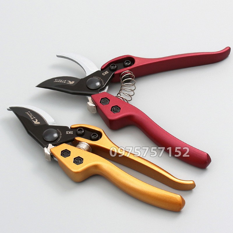 Kéo cắt cành lưỡi cong trợ lực Nhật Kapusi JAPAN thép SK5 siêu sắc phủ Teflon chống dính, cán hợp kim nhôm đúc siêu bền