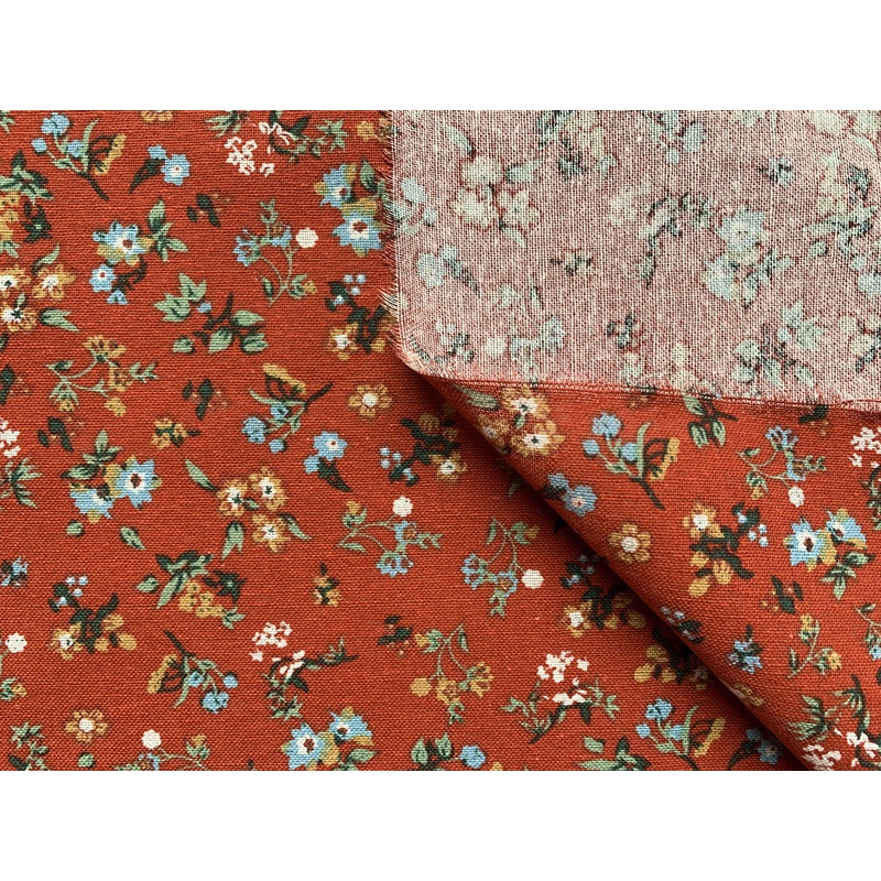 Vải linen bột họa tiết hoa nhí vintage 50x150cm may áo dài, váy đầm
