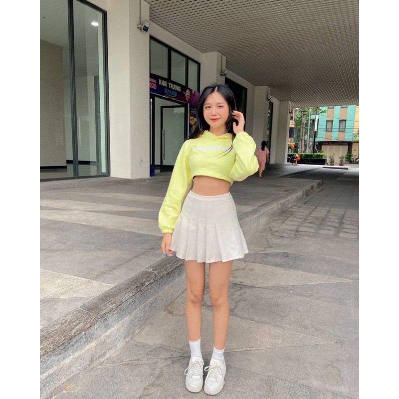 Áo Croptop Hoodie màu xanh pastel ngọt lịm- Monstier