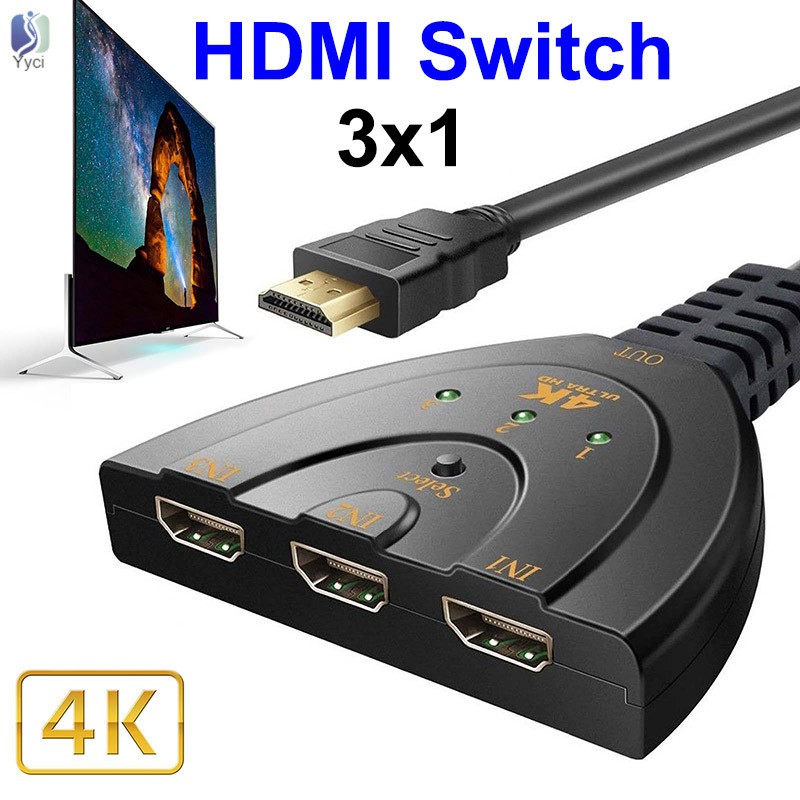 Yy 3 Port HDMI Switch Splitter Cable 4K*2K 2160P Multi Switcher HUB for LCD HDTV PS Xbox @VN