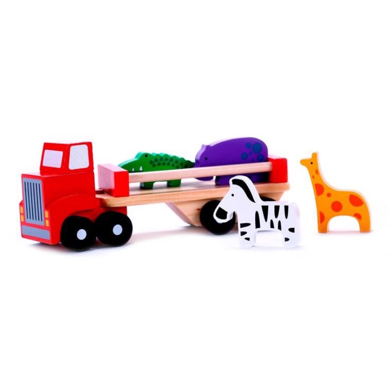 đồ chơi gỗ an toàn xuất khẩu Châu Âu - xe ô tô chở thú