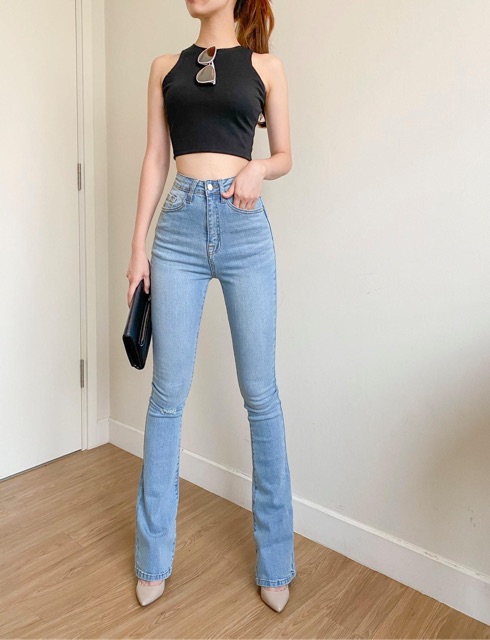 QUẦN JEANS LOE ĐEN DÁNG DÀI LƯNGCAO- Hình thật- Đẹp xuất sắc | BigBuy360 - bigbuy360.vn