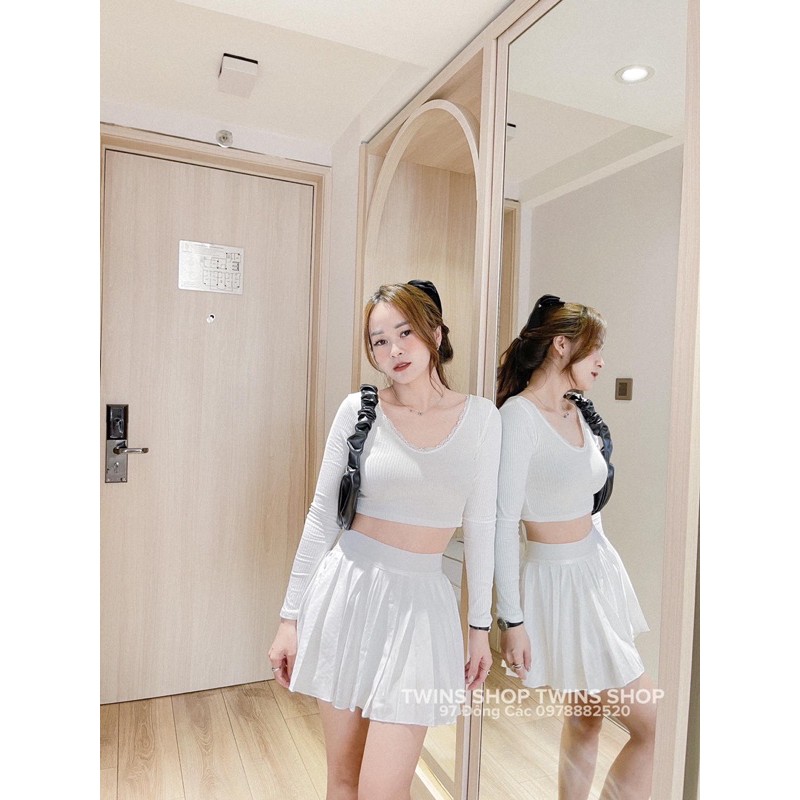 set bộ áo tennis dây lưng và chân váy xoè 2808 sz S