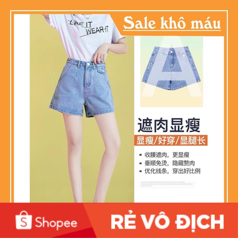 Quần sooc bò - Quần short jean nữ Basic dáng ngố lửng ống rộng mẫu mới