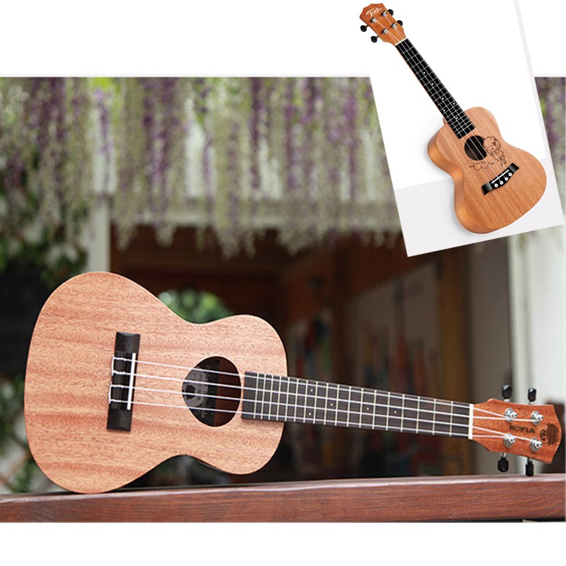 Đàn Ukulele Gỗ Nguyên Khối Trơn Không Màu Concert/Soprano Size 62cm Super Soprano 4 Dây Tặng Kèm Bao Đựng Đàn vt180