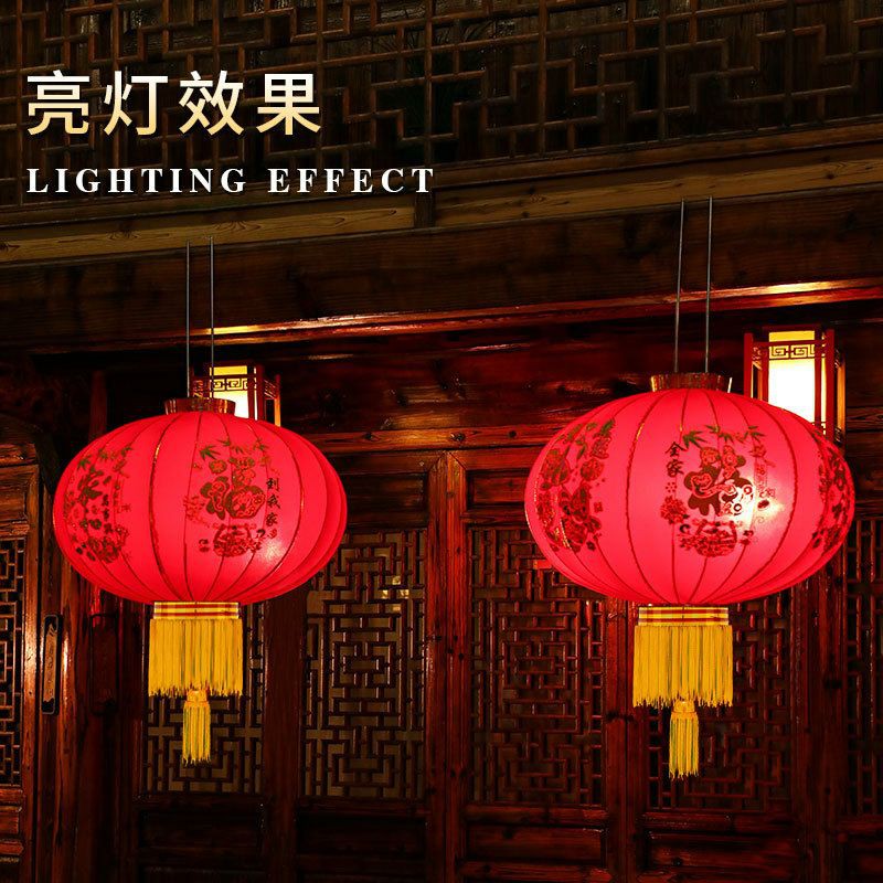 Lồng đèn trang trí tết bằng vải nhung chống thấm nước