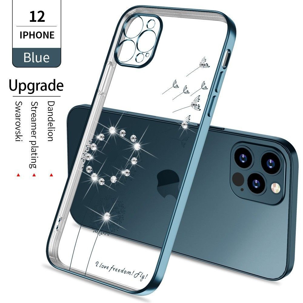 Ốp lưng iphone đính đá hoa bồ công anh Viền vuông sang trọng ip6 ip6s ip7 ip7plus ip8 ip8plus ipx ipxs ipxsmax ip11 ip12