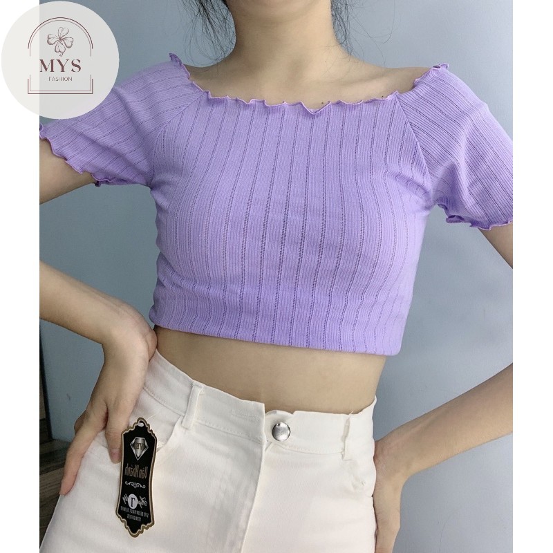 Áo Thun Gân Trễ Vai Mys hitshop Fashion