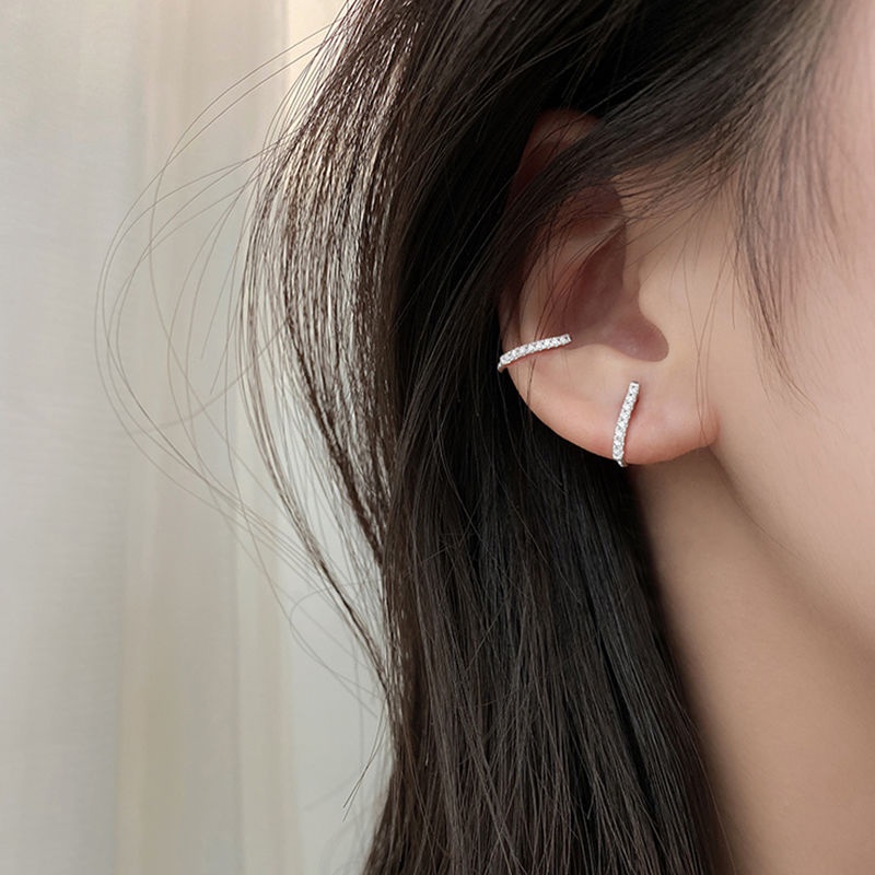 Bông Tai Mạ Bạc 925 Đính Đá Zircon Đơn Giản Không Gây Dị Ứng