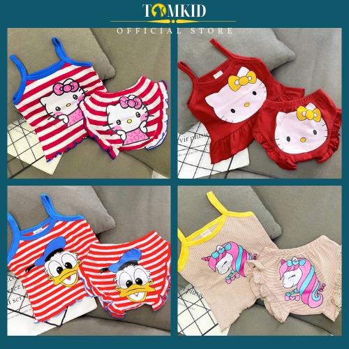 Bộ 2 dây bé gái, đồ bộ cho bé gái chất cotton borip dày dặn thoáng mát co giãn tốt 8-23kg Tomkids