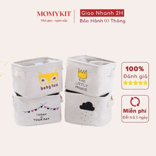 Giỏ vải đa năng đựng đồ cá nhân/Hộp vải đựng đồ để bàn chất liệu cotton linen cao cấp dày dặn 20.5x16cm