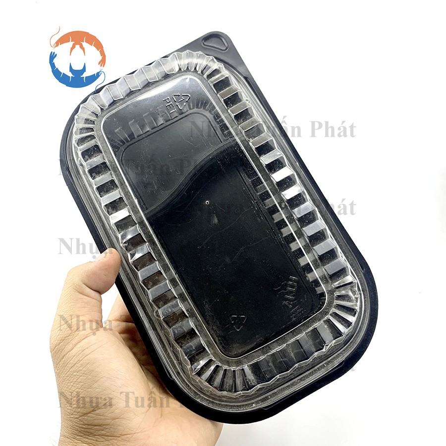 100 hộp nhựa đế đen sushi HT17 2 ngăn | BigBuy360 - bigbuy360.vn