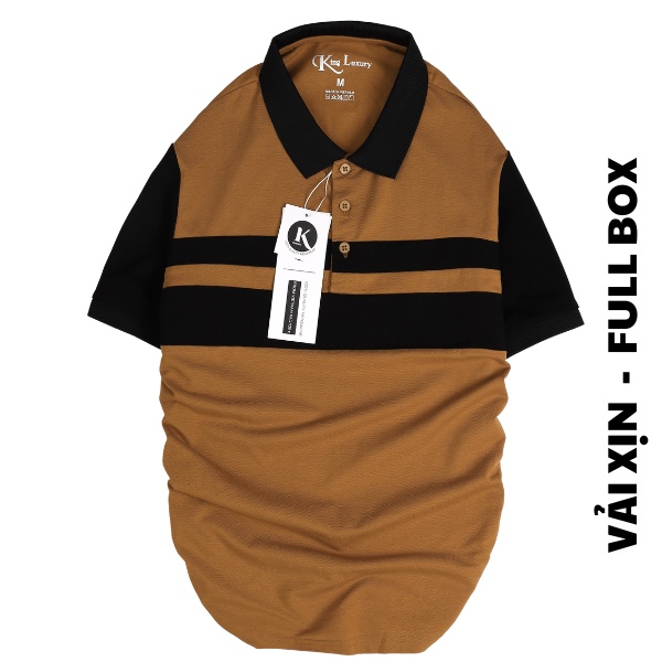 Áo thun polo nam KINGMEN vải cotton cá sấu cao cấp form đẹp phối bo tay ngắn PL02  - Fullbox