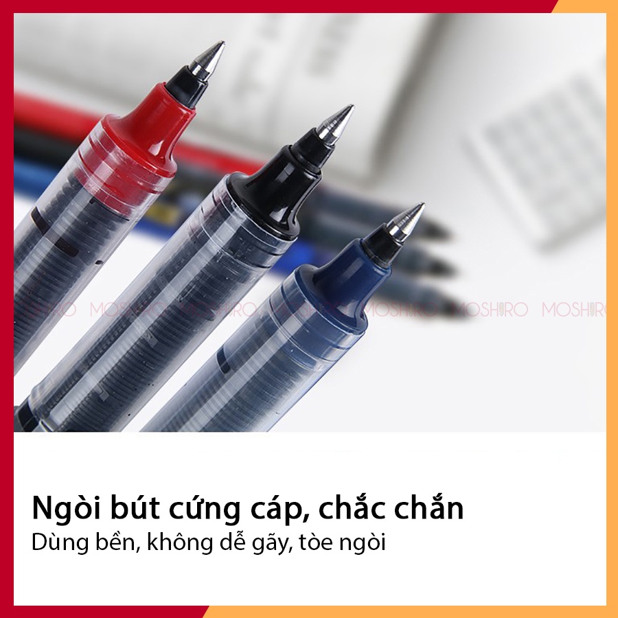 Combo 6 Bút bi nước mực gel Moshiro Snow Ngòi 0.5mm Mực đều nét đẹp, khô nhanh điều tiết mực ra đều và liên tục