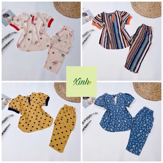 Đồ Bộ Tole Lanh VNXK Quần Dài Áo Tay Ngắn Phối Màu