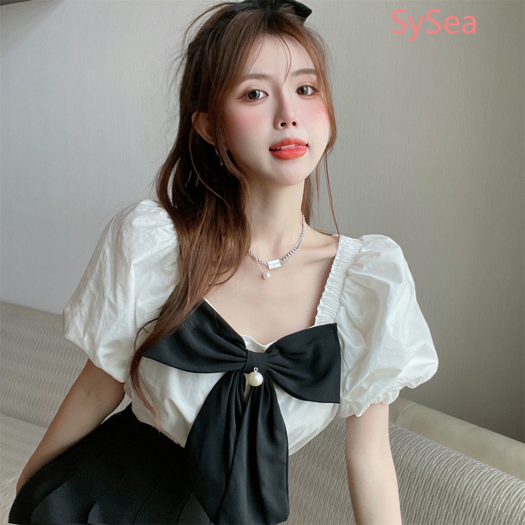 Áo Sơ Mi Phối Nơ Thời Trang Mùa Hè Pháp Dành Cho Nữ 1