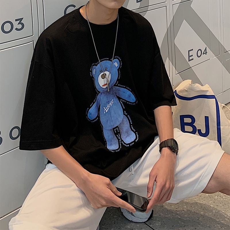 Áo thun tay lỡ nam nữ, áo phông unisex form rộng chất cotton mát mịn thấm hút mồ hôi in hình GẤU XANH | BigBuy360 - bigbuy360.vn