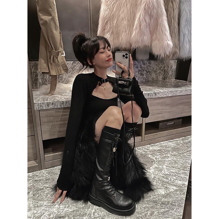 Đầm Ôm Dáng Tay Dài Khoét Lỗ Màu Đen Size XS-3XL Thời Trang Quyến Rũ Cho Nữ