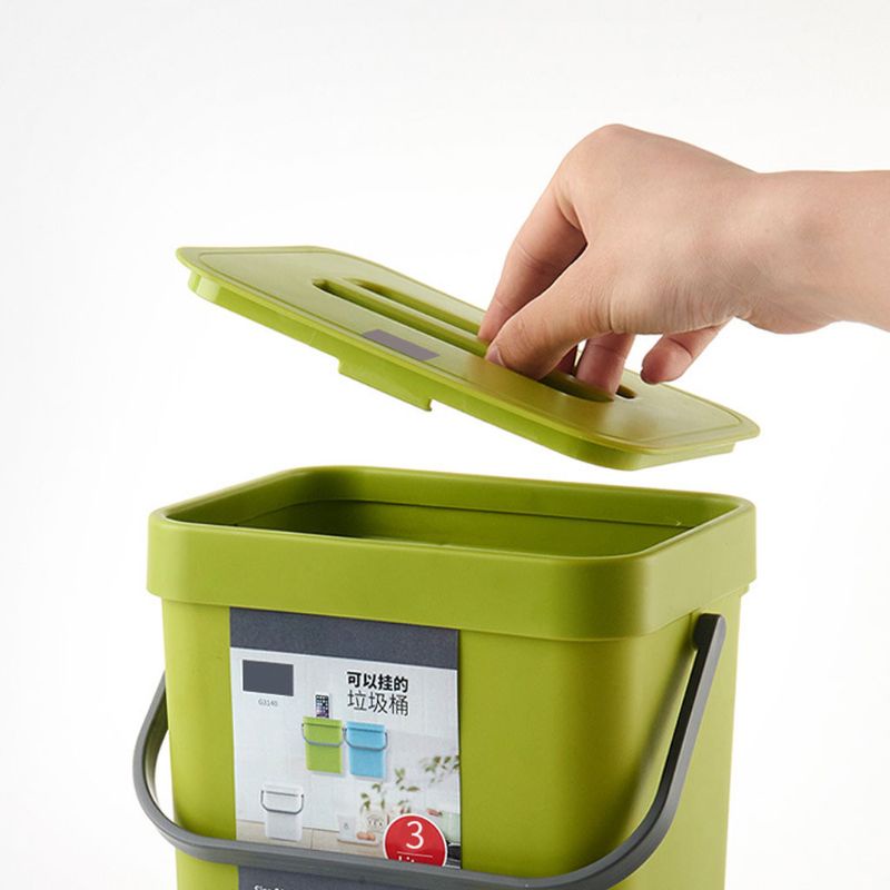 Thùng rác bằng nhựa gắn tường có nắp đậy tiện dụng cho nhà bếp / phòng ngủ / văn phòng