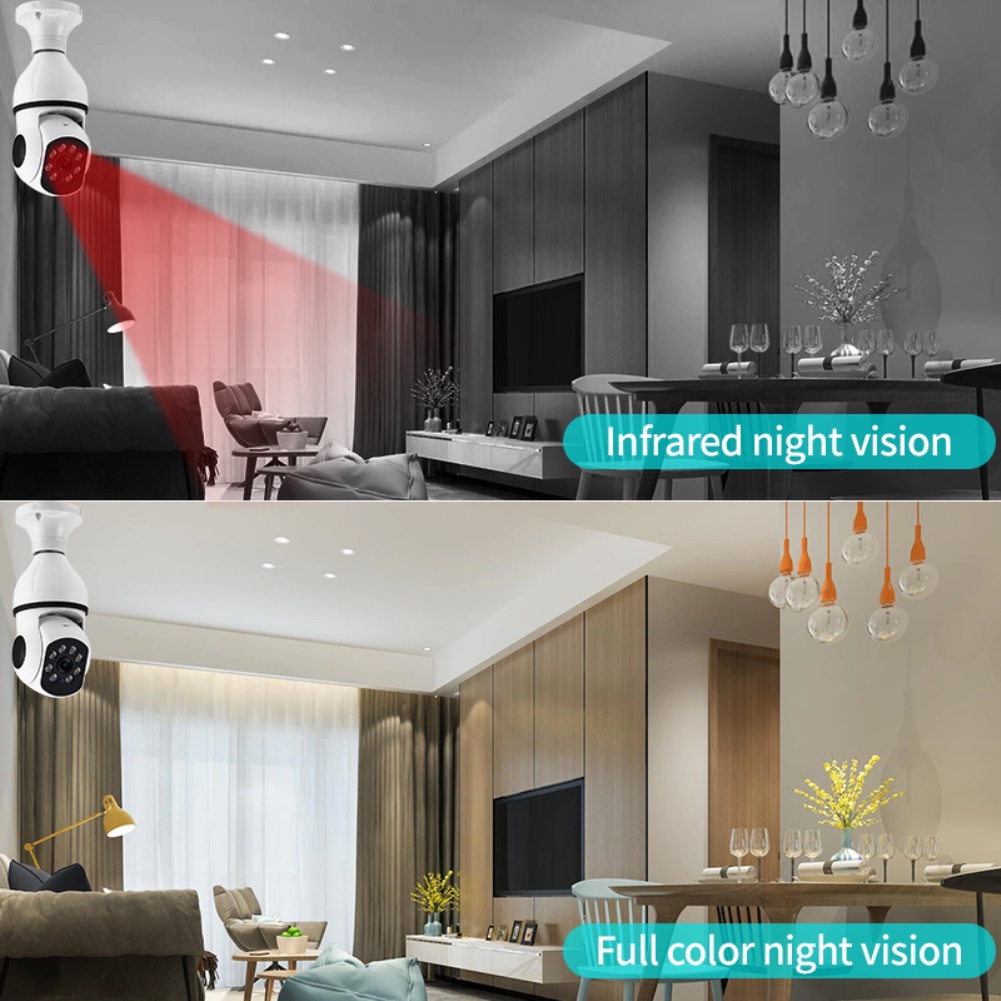 E27 2.4G/5G Wifi 2 Băng Tần Ip Camera Toàn Cảnh 360 Độ Có Hồng Ngoại Quay Ban Đêm An Ninh Ngôi Nhà Video giám Sát Camara