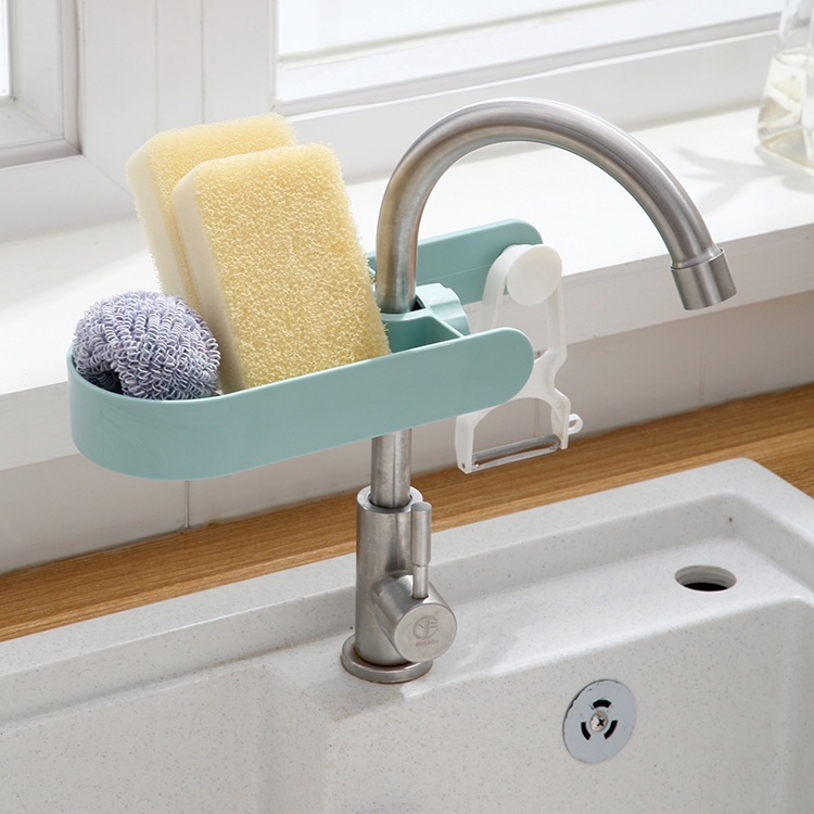 Kitchen faucet shelf cloth sponge storage shelf sink rag rack.