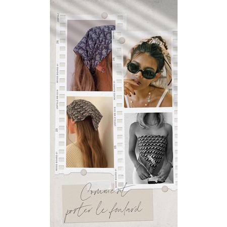 Khăn turban lụa vuông đa năng cột tóc size 70cm in hình chữ Di - Maben