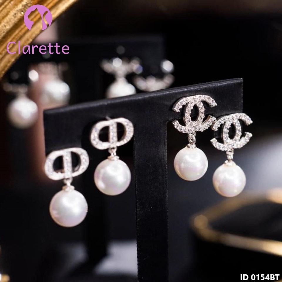 Bông tai bạc hình logo Chà Neo và Di or Clarette 0154BT