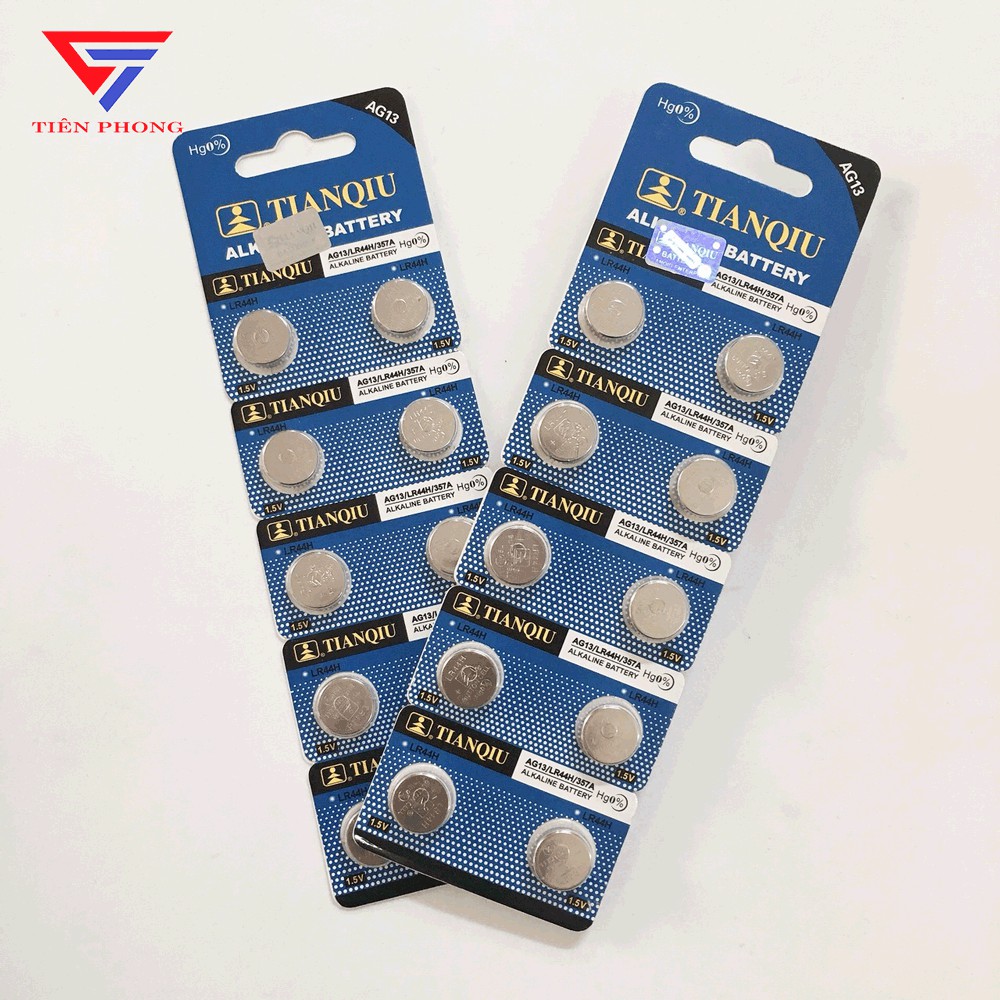 Pin AG13 LR44 357 TianQiu VỈ 10 VIÊN chính hãng dùng cho nhiều thiết bị,...