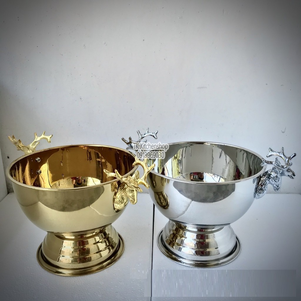 Xô ngâm rượu inox tại bàn HÀNG CAO CẤP, xô inox tai hươu ướp lạnh rượu vang