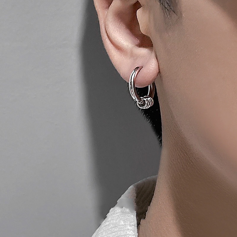 Bông Tai Hình Tròn Phong Cách Hip Hop Hàn Quốc 19B182