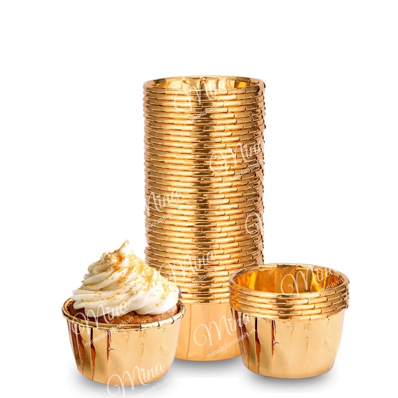 Cốc đựng bánh CupCake Nhôm Vàng/Bạc 50 chiếc