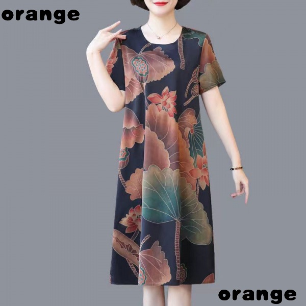 Đầm Midi Tay Ngắn Dáng Rộng in Họa Tiết Thời Trang Mùa Hè 2022 Cho Mẹ Trung Niên FP9G
