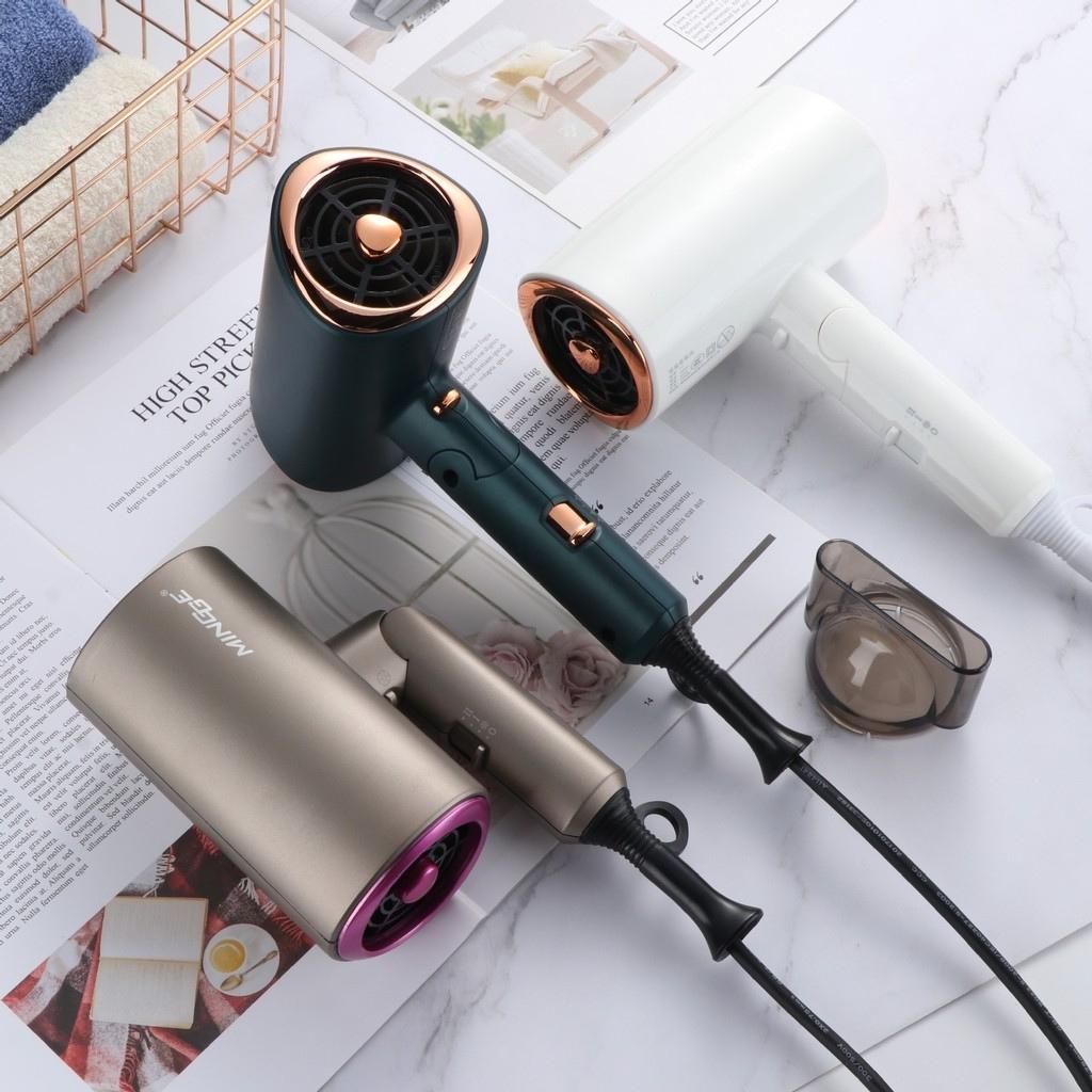 Máy sấy tóc công suất lớn Mingge tạo kiểu, máy sấy tóc 2 chiều nóng lạnh ánh sáng ion tại salon