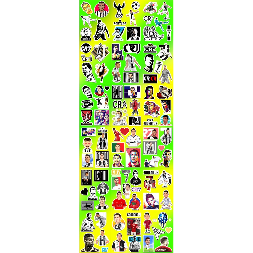Hình Dán Ronaldo Juventus - Sticker CR7 Chất Liệu Decal PVC 5 Lớp Chống Nước Dán Mũ Bảo Hiểm Cắt Sẵn Từng
