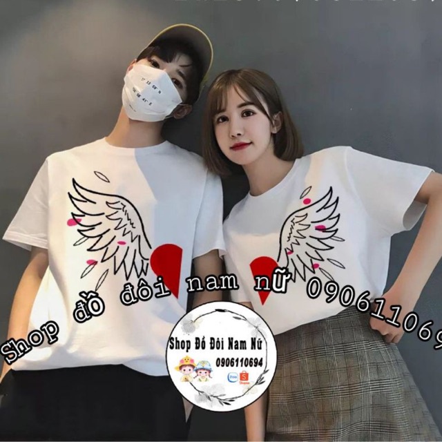 🦜Áo Đôi - Áo Nhóm Cánh Chim Yêu Thương Cổ Tròn Tay Ngắn Vải Thun Cotton Dày Dặn🦩
