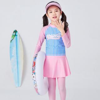 Đồ bơi trẻ em nữ đồ bơi quần dài tay chống nắng quần áo nhanh khô tách ba mảnh áo tắm