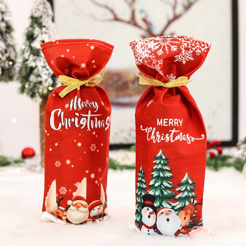 Set 2 Vỏ Bọc Chai Rượu Hoạ Tiết Giáng Sinh Dễ Thương