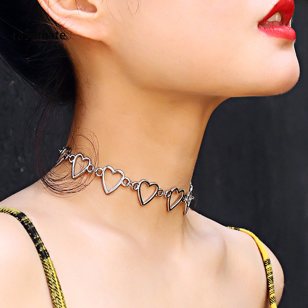 vòng cổ Choker Mặt Trái Tim Rỗng Bằng Hợp Kim Thời Trang Cho Nữ